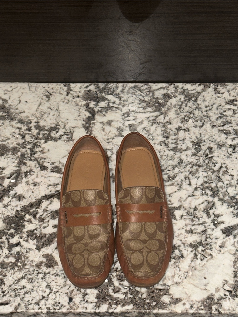 Coach Tan & Brown Signature Men's Penny Loafers